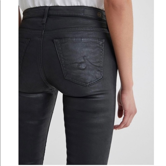 AG leatherette jeans in super black - Picture 2 of 8